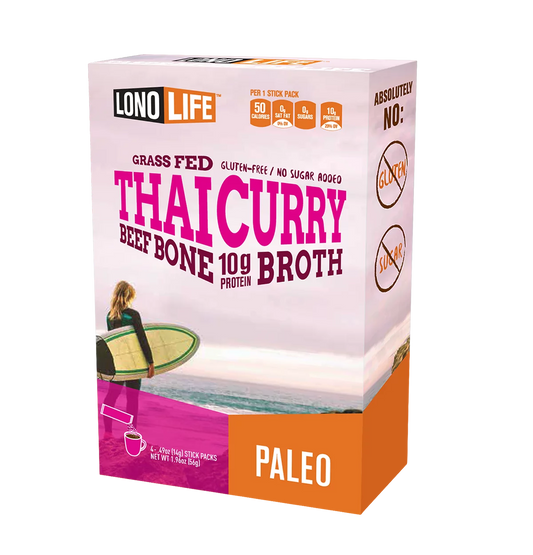 Lonolife Thai Curry Bone Broth - 4 Pack Stick Packs Pack Of 6