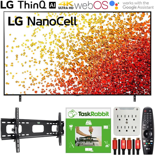 LG 65NANO75UPA 65 Inch Nanocell LED 4K UHD Smart webOS TV (2021) Bundle with TaskRabbit Installation Services + Deco Gear Wall Mount + HDMI Cables + Surge Adapter