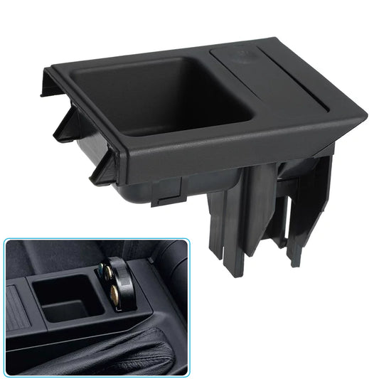 Apexeon Car Front Center Console Drink Cup Holder, Coin Holder Tray, Black， Fits 3Series E46 1998-2004