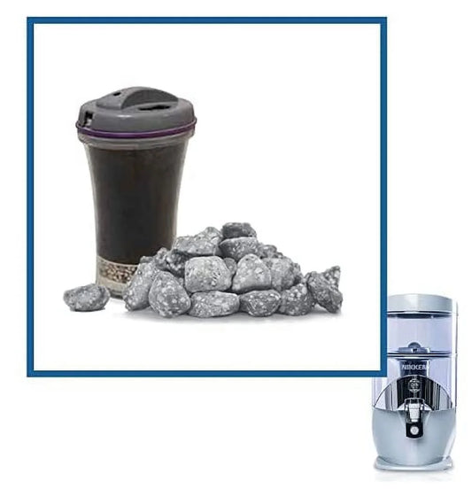 1 Pimag Waterfall Filter (13845) + 1 Mineral Stones (13846) For Nikken Gravity Water Filter System (1384) - Durable Water Purifier Replacement Cartridge W/Stones And Minerals For Alkalinity (2 Items)