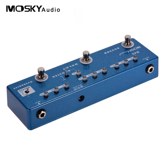 MOSKY RD5 5-in-1 Guitar Multi-Effects Pedal Reverb + Delay + + Overdrive + Buffer Full Metal Shell with True Bypass