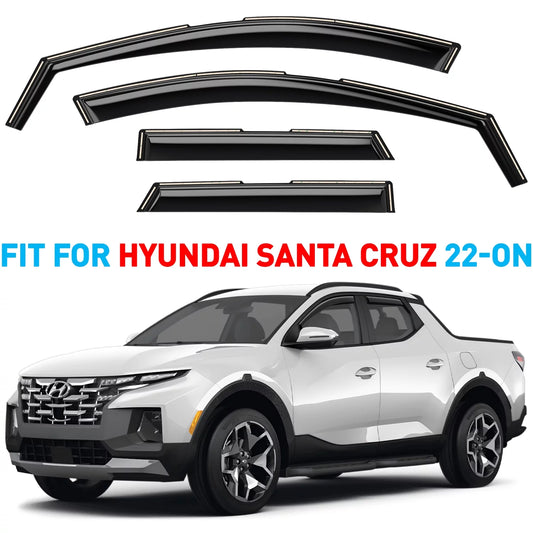 GrandWheel Co Smoke Tinted In-channel Side Window Vent Visor Deflectors Rain Guards Compatible with Hyundai Santa Cruz 2022-2024 - 4pcs. GW0330