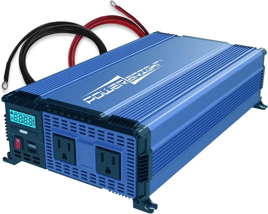 PowerBright 1100 Watt 12V Power Inverter Dual 110V / 120V AC Outlets, Installation Kit Included, Automotive Back Up Power Supply for Blenders, Vacuums, Electric Cooler - ETL Approved Under UL STD Watts
