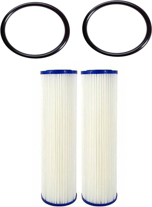 Pleated Water Filter Cartrids Compatible With American Plumber W30PE, W50PE, FXHSC, GXWH40L, GXWH35F, W10-, R50-BBSA  Replacement Water Filter Cartrid (Pack Of 2 With 2 O-Rings)