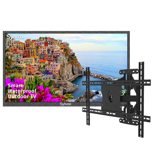 SYLVOX 43 Partial Sun Outdoor TV + Wall Mount, IP55 Waterproof, 4K UHD LED Outdoor Smart TV (Deck Series)
