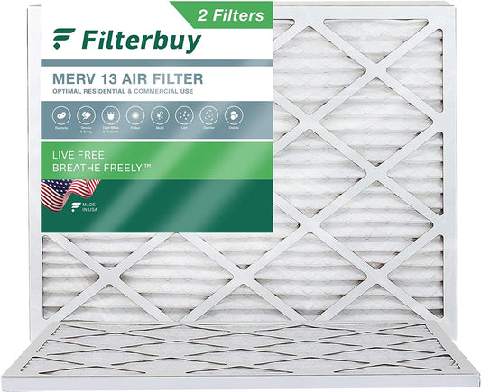 Filterbuy 12x18x1 MERV 13 Pleated HVAC AC Furnace Air Filters (2-Pack)