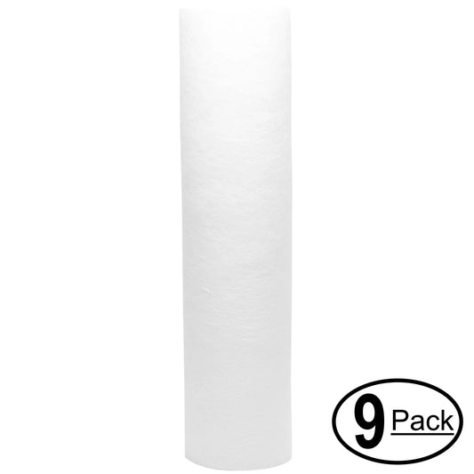 9-Pack Replacement for MaxWater 103463A Polypropylene Sediment Filter - Universal 10-inch 5-Micron Cartridge for MaxWater 3 Stage Whole house water filter - Denali Pure Brand