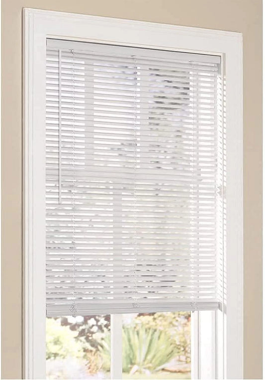 Cordless 1 Light Filtering Mini Blind, White (33 Wide x 64 Long)