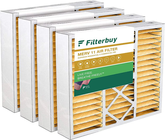 Filterbuy 20x22x5 MERV 11 Pleated HVAC AC Furnace Air Filters for Amana, Goodman, and Nordyne (4-Pack)