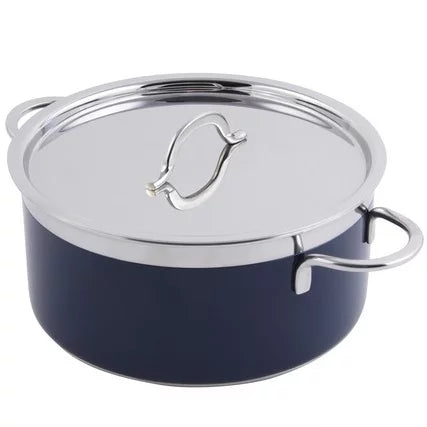 Bon Chef 60301COBALTBLUE 8.62 x 3.87 in. Classic Country French Collection 3 quart Pot with Cover, Cobalt Blue - 9