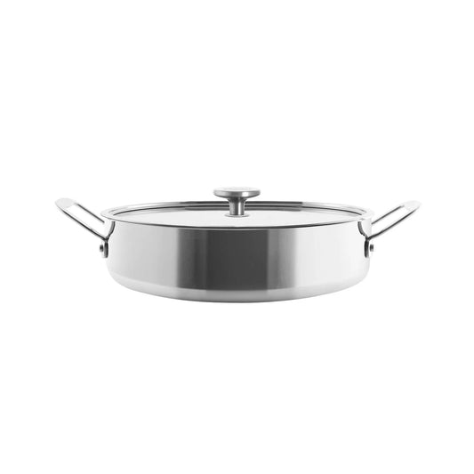Chantal 3.Clad Cookware Tri-Ply Polished 5 Quart Sauteuse with Glass Lid