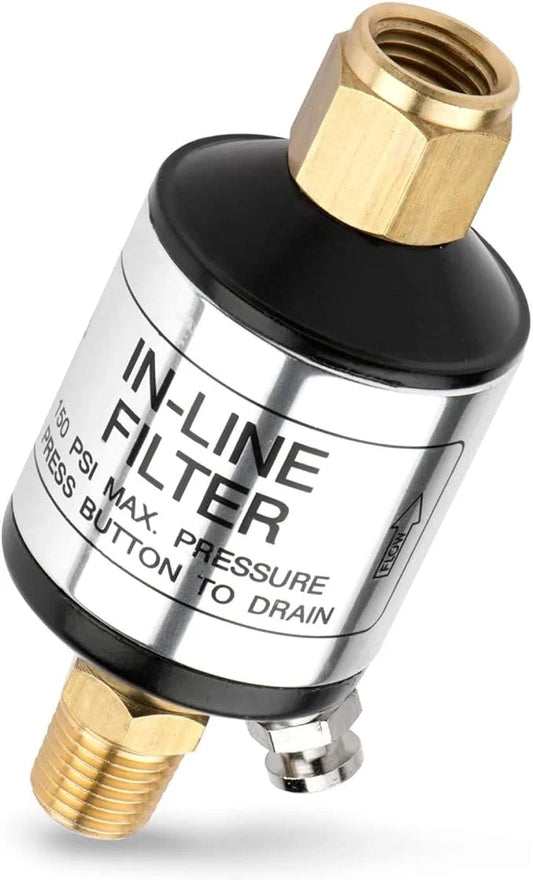 NEIKO 30253A Water and Oil Separator for Air Line | 1/4 NPT Inlet and Outlet | 150 PSI | Air Compressor and Air Tool Accessory | Protect Lifespan of Pneumatic Tools | Optimize Performance, Black