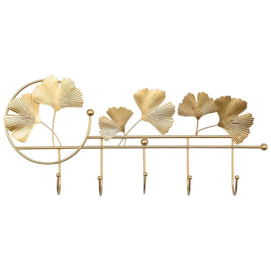 Hook Wall Mount Hanger Ginkgo Leaf Shape Key Holder Coat Hats Jewelry Scarf Entrance Hall Accessories ,
