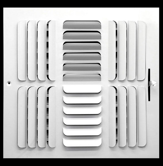 12 x 12 - 4-Way Curved Blade Supply Air Grille - Maximum Air Flow - HVAC Vent Cover