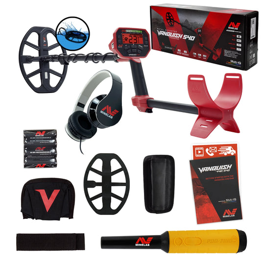 Minelab VANQUISH 540 Detector with V12 12 x 9 Waterproof DD Coil & Pro-Find 35