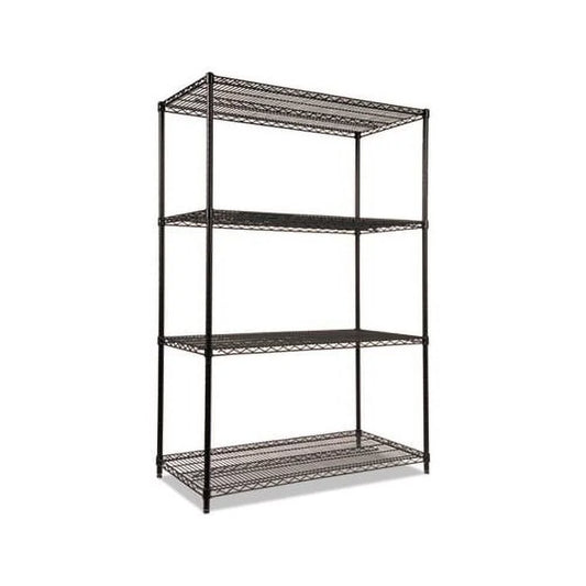 NSF Certified Industrial 4-Shelf Wire Shelving Kit 48w x 24d x 72h, Black