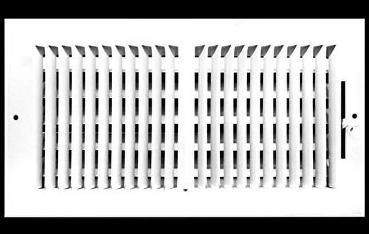 16w X 6h 2-Way-Flat Stamped Steel - Vent Cover - Grille Register - Sidewall or Ceiling - High Airflow - White [Outer Dimens