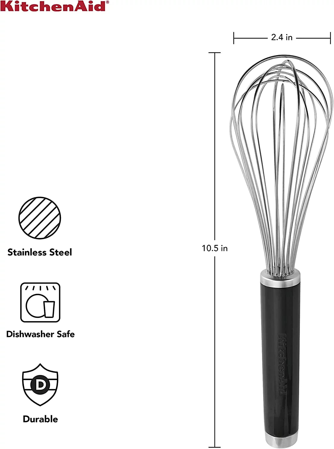 KitchenAid Black/Silver ABS Plastic/Stainless Steel Whisk