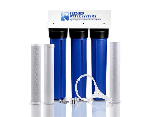 Triple Blue 2.5 x 20 Whole House Water Filter System + SEDIMENT/GAC/CARBON BLOCK