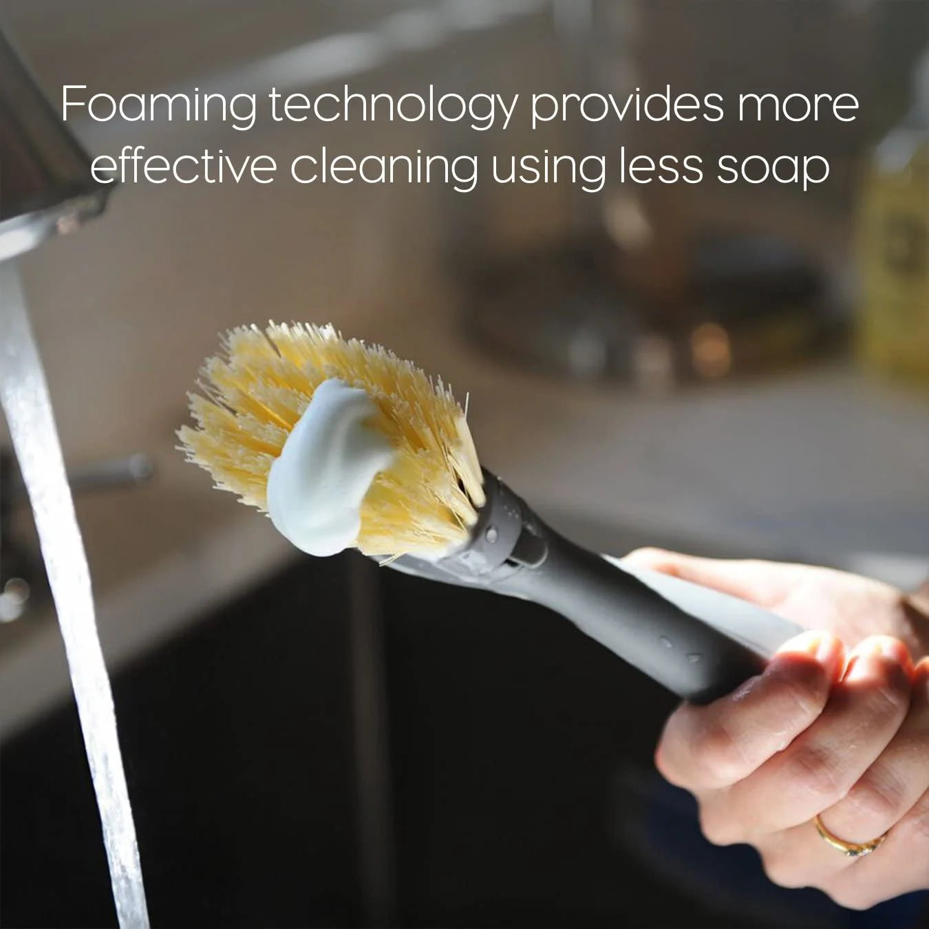 FOMO Foam Soap Dispensing Dish Brush, 1 EA, Grey