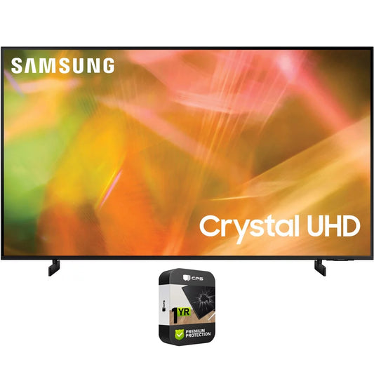 Samsung UN50AU8000FXZA 50 Inch UHD 4K Crystal UHD Smart LED TV Bundle with Premium 1 YR CPS Enhanced Protection Pack