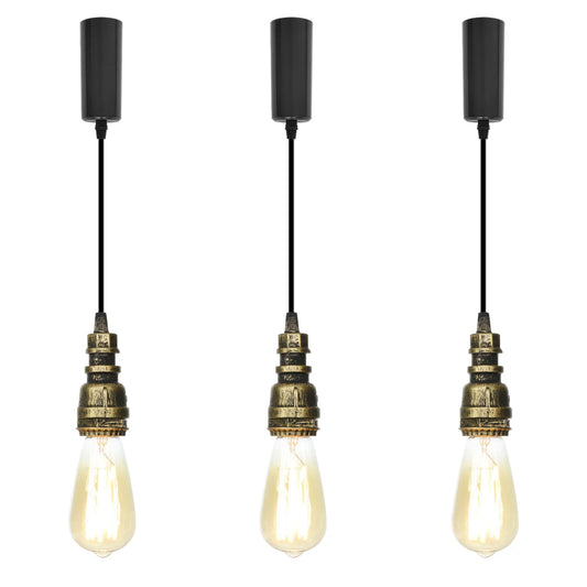 Kiven H-Type Track Lighting, 3-Light Industrial Halo Track Pendant Light, Steampunk Style Track Light Pedant Adjustable Length for Bedroom Kitchen Shop Home Cafe,Bronze Finish