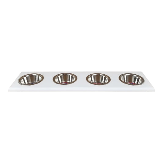 Cronus Half Pint Four Bowl White Enamel Pet Food Holder