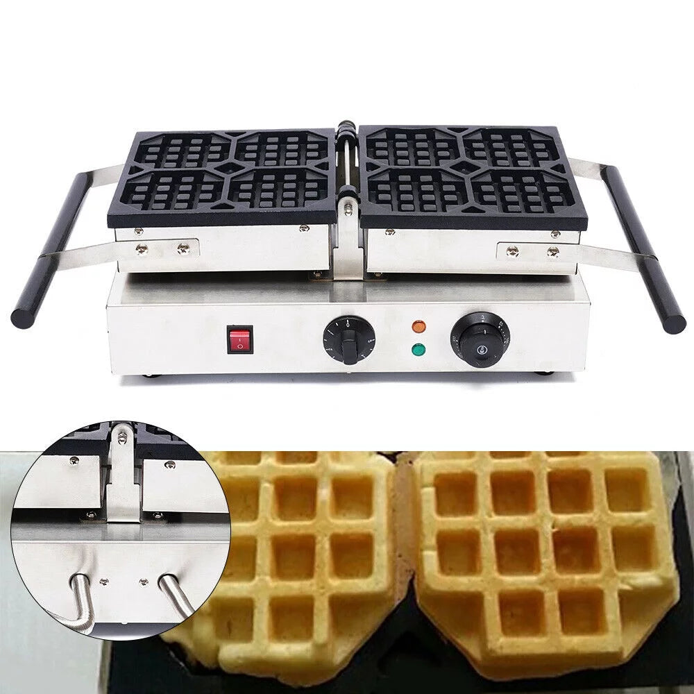 DENEST 4 Grooves Commercial Electric Waffle Maker Temperature Control