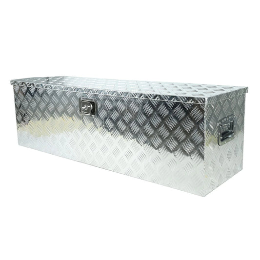 Confote 49 X 15 X 15 Inch Sliver Aluminum Tool Box Truck Car Outdoor Trailer Pickup Underbody Toolbox Underbed Tools Organizer W/Lock Latch w/Keys