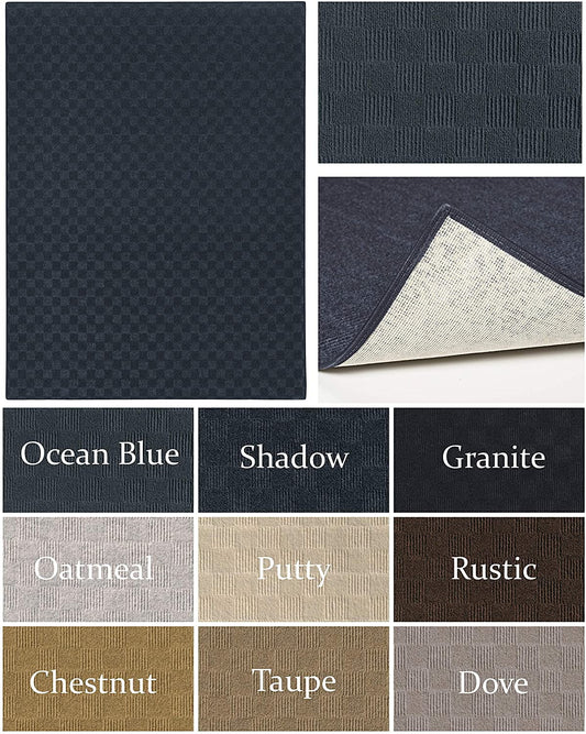 5' x 8' Ocean Blue, Checkerboard Pattern - Indoor/Outdoor ECO-Friendly DuraKnit Pile & Loop Carpet Area Rugs & Runners