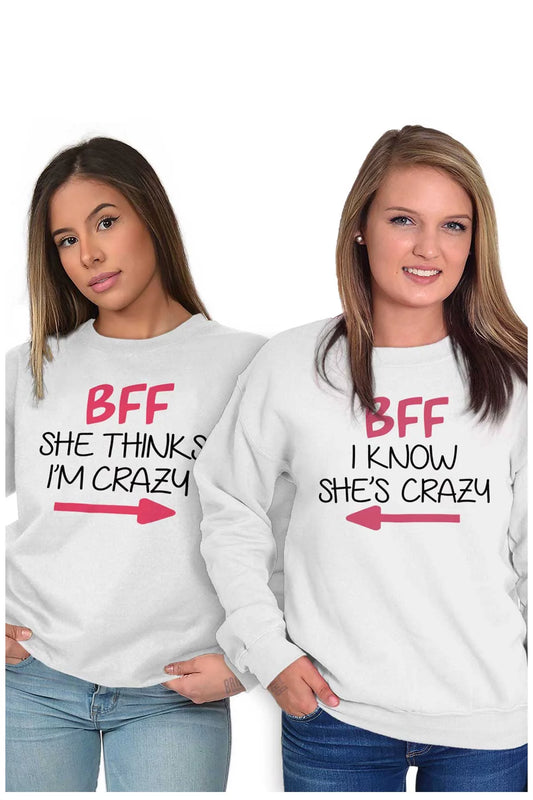 Funny Matching BFF Set for Besties Women Crewneck Sweatshirt Brisco Brands M