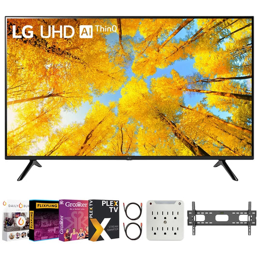 LG 65UQ7570PUJ 65 Inch 4K UHD Smart webOS TV Bundle with Premiere Movies Streaming + 37-100 Inch TV Wall Mount + 6-Outlet Surge Adapter + 2X 6FT 4K HDMI 2.0 Cable