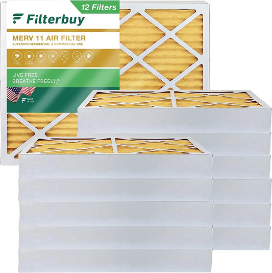 Filterbuy 20x25x4 MERV 11 Pleated HVAC AC Furnace Air Filters (12-Pack)
