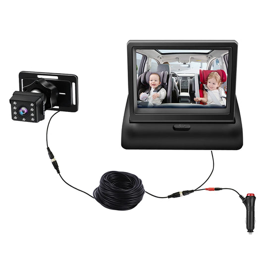 Gecheer Car Monitor 1080P Monitor  for  Rear Facing Seat 4.3 Inch Folding Car Seat Mirror Display 150° Wide View   Car Mirror  Easy Installation
