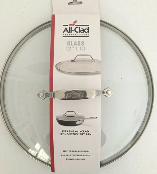 All Clad Metal Crafters 12 Glass Lid Stainless Steel Handle Fits 12 Nonstick Fry Pan