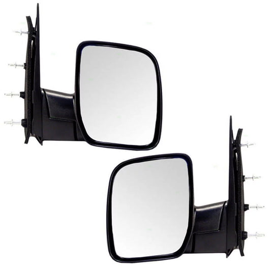 For 08-13 E-Series Van Rear View Door Mirror Manual Textured Black Fold PAIR SET