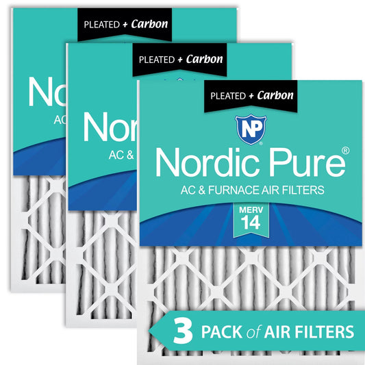 Nordic Pure 20x30x2 Pleated Air Filters MERV 14 Plus Carbon 3 Pack