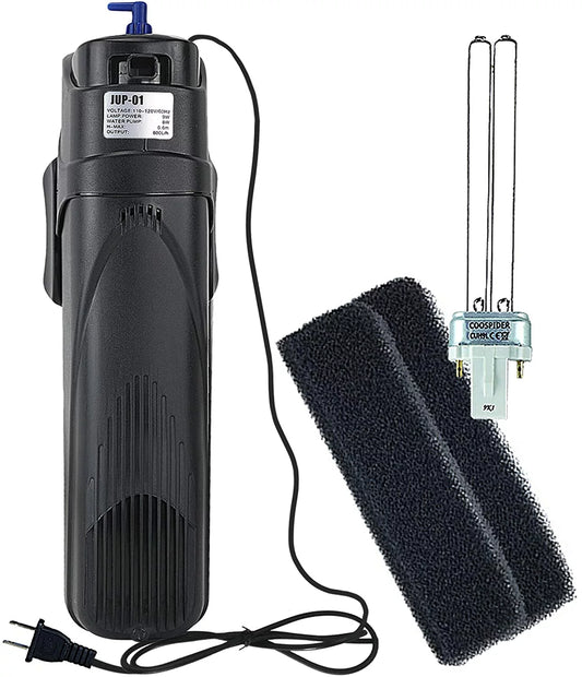 Coospider Sun JUP-01 Aquarium UV Sterilizer Pump in Fish Tank UV Submersible Filter Machine 211gph 9 Watt fit for 80 Gallon