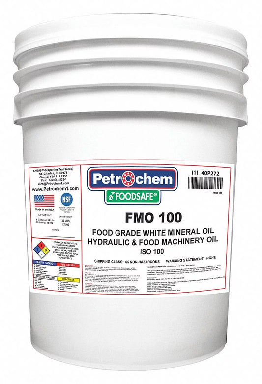 Petrochem Mineral Hydraulic Oil,FG,ISO100,5 gal.  FOODSAFE FMO 100-005