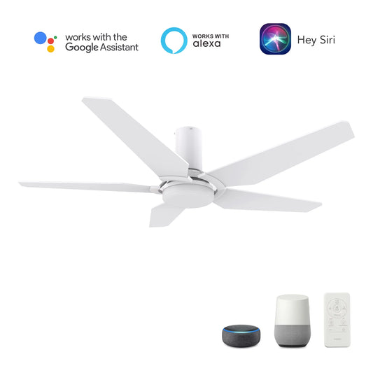 Smaair 48 Wifi Flush Mount Voice Control Smart Ceiling Fan with Light and Remote for Indoor Home