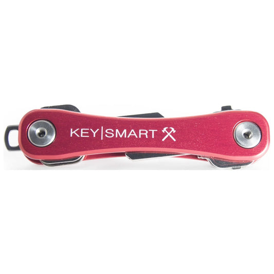 KeySmart Rugged - Multi-Tool Key Holder with Bottle Opener and Pocket Clip (up to 14 Keys) - Aluminum Red