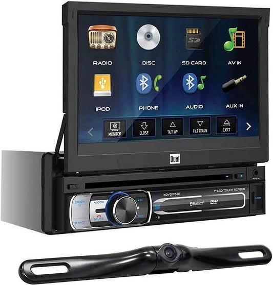 Dual Electronics XDVD176BT 7 LED Backlit Touchscreen LCD Single DIN Car Stereo + Absolute Rear Camera Back up