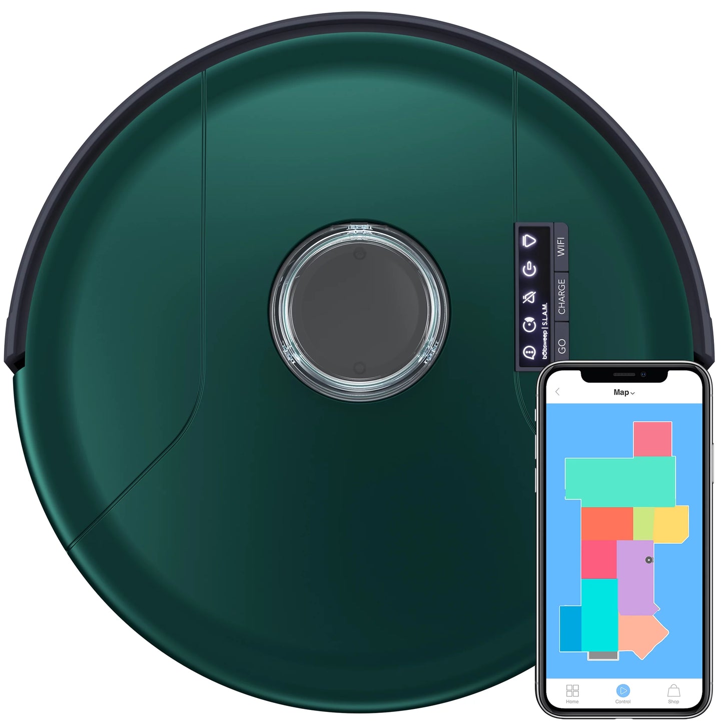 bObsweep PetHair SLAM Wi-Fi Connected Robot Vacuum, Jade