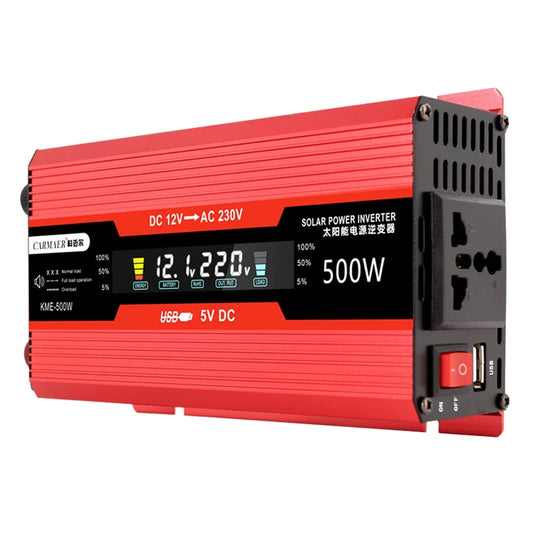 Tomshoo Reliable 500W Car Power Inverter 12V to 220V AC Converter Solar Inverter LCD Digital Modified Sinewave Inverter with AC Outlets USB Charging Port On Off Switch for Car RV Solar Panel
