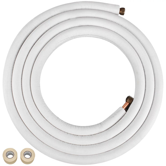 VEVOR 3/8 x 1/4-49.2ft Mini Split Copper Line Set, Copper Pipes for Mini Split Air Conditioner OD, Flared Copper Lines White Mini Split Line Set for Heat Pump System Line Set for 9000 BTU
