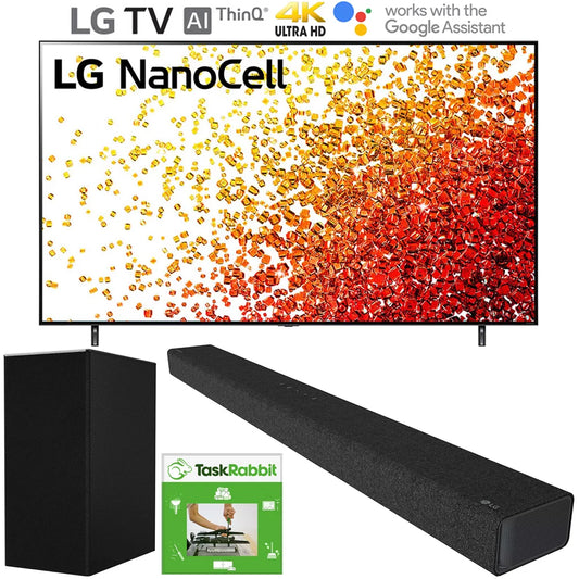 LG 75NANO90UPA 75 Inch 4K Smart UHD NanoCell TV with AI ThinQ 2021 Bundle with LG SP7Y 5.1 Channel High Res Audio DTS Virtual:X Sound Bar with Wireless Subwoofer and TaskRabbit Installation Services