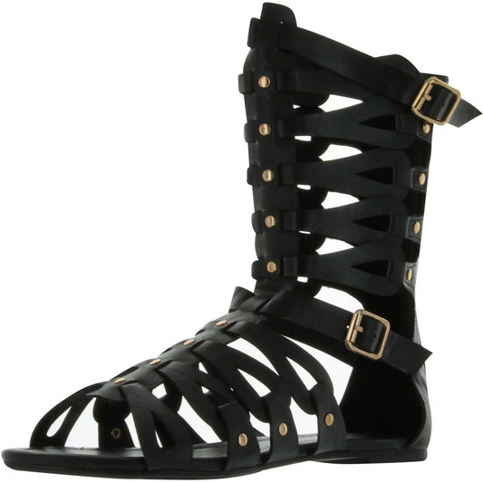 Nature Breeze Women's Rome-06 Gladiator Sandals, Black, 7.5