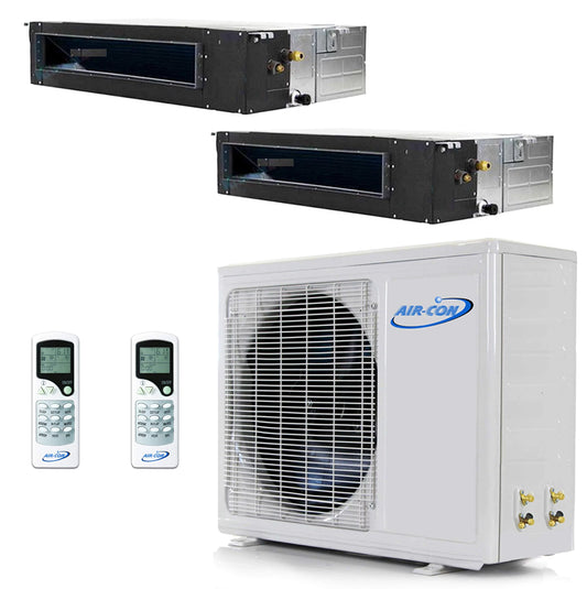 Multi Zone Mini Split Ductless Air Conditioner Inverter Pre-Charged Compressor Slim Duct Tech Support Dual 2 Zone 18000 18000