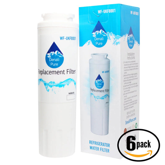 6-Pack Replacement for Amana ASD2622HRQ Refrigerator Water Filter - Compatible with Amana UKF8001AXX Fridge Water Filter Cartridge - Denali Pure Brand