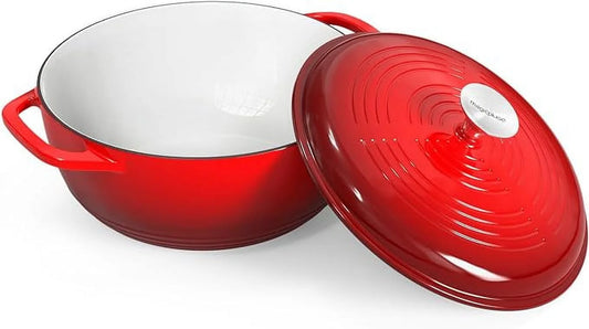magicplux Dutch Oven Pot with Lid, Enameled Cast Iron Dutch Oven 6 Quart, Cast Iron Pot for Cooking, Red